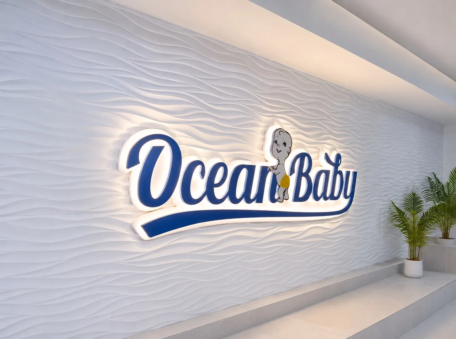 Вывеска Ocean Baby в&nbsp;холле филиала